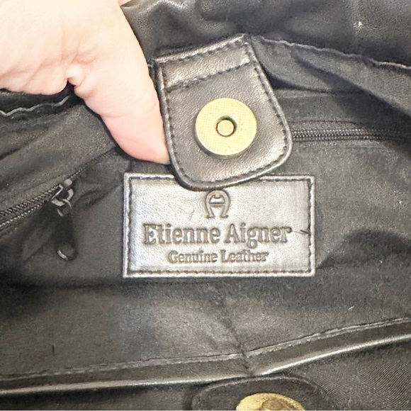 Etienne Aigner Vintage Black Woven Leather Shoulder Bag - Picture 7 of 7